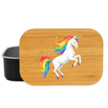 Licorne arc-en-ciel géométrique - Boîte à goûter - noir - Devant
