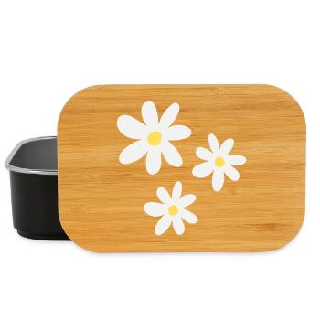 Fleurs blanches dans une élégance intemporelle - Boîte à goûter - noir - Devant