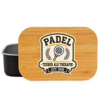 Padel Shirt Teurer Als Therapie | Padel Geschenk - Lunch Box - Schwarz - Vorne