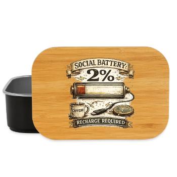 Social Battery 2% - Lunch Box - black - Front