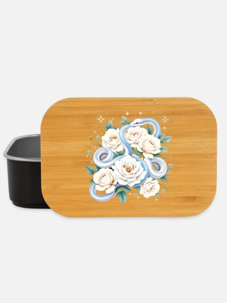 Blaues Snake Cream Roses Design. - Lunch Box - Schwarz