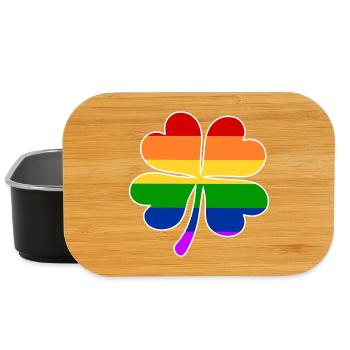 Regenbogen Flagge Vierblättriges Kleeblatt - Lunch Box - Schwarz - Vorne