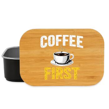 Coffee First – Funny Coffee Lover T-Shirt Design - Lunch Box - black - Front