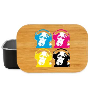 4 DJ monkeys - Boîte à goûter - noir - Devant