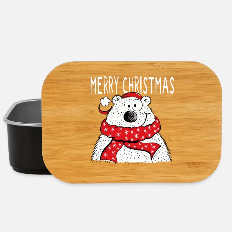 Merry Christmas Bär - Winter - Eisbär - Comic - Lunch Box - Schwarz