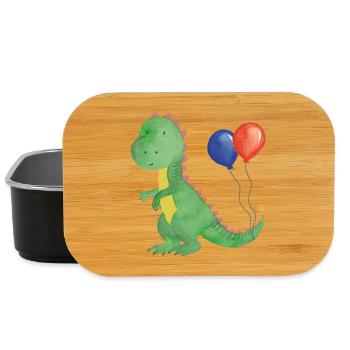 Kleiner Dino mit Luftballons - Lunch Box - Schwarz - Vorne