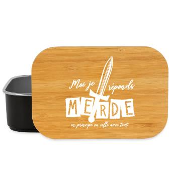 Moi j'réponds Merde en principe ça colle avec tout - Boîte à goûter - noir - Devant