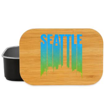 Seattle Neon Skyline Art Print - Lunch Box - black - Front