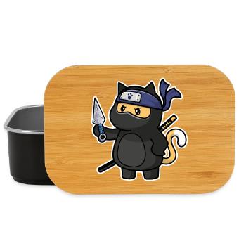 Humor Cute Cat Kawaii Chibi as Ninja Cat - Lunch Box - black - Front
