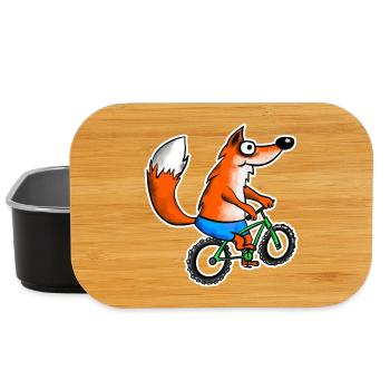 Fuchs mit Mountainbike - Lunch Box - Schwarz - Vorne