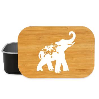 Yoga Elefant Ornament Mandala minimal Indien Tier - Lunch Box - Schwarz - Vorne