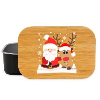 Weihnachtsmann mit Rentier Nikolaus Weihnachten - Lunch Box - Schwarz - Vorne