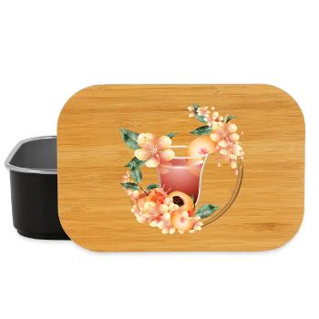 Cocktail avec demi-pêche et couronne de fleurs de pêcher - Boîte à goûter - noir - Devant
