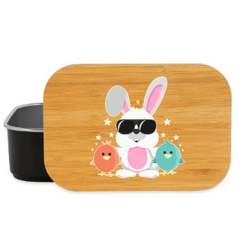 Bunny with Sunglasses, Chick, Rabbit, Easter Bunny - Lunch Box - black - Front