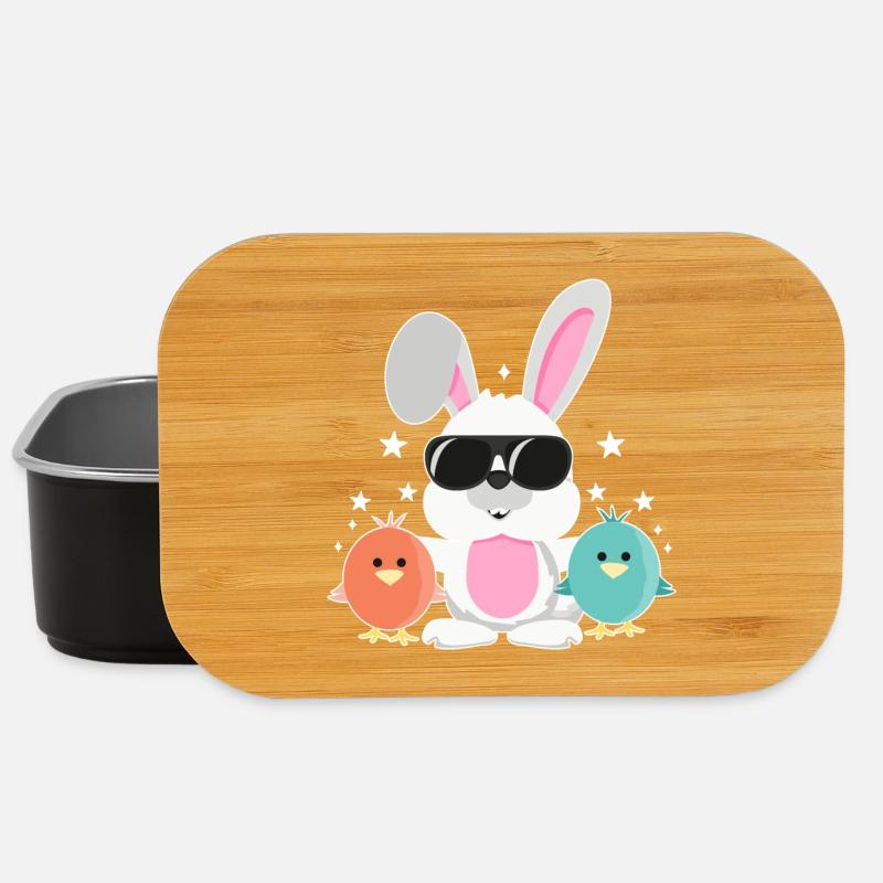 Bunny with Sunglasses, Chick, Rabbit, Easter Bunny - Lunch Box - black