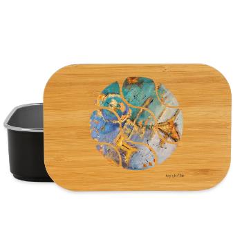 Farbenfrohe Abstraktion mit goldenen Akzenten - Lunch Box - Schwarz - Vorne