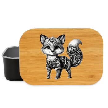 Artfully designed fox in black and white - Lunch Box - black - Front