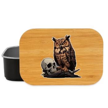Mystische Eule sitzt auf einem Skull - Lunch Box - Schwarz - Vorne