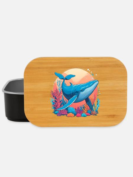 Blauwal-Zeichnung - Lunch Box - Schwarz