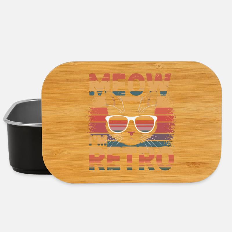 Retro Cat with Sunglasses and Text - Lunch Box - black