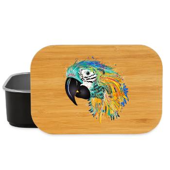 Colorful Parrot – Colorful Tropical Artwork - Lunch Box - black - Front