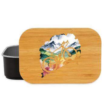 Mountain Biking Adventure Scene - Lunch Box - black - Front