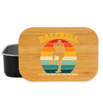 Baseball rétro Je laisse mon bras faire le lanceur parlant - Boîte à goûter - noir - Devant