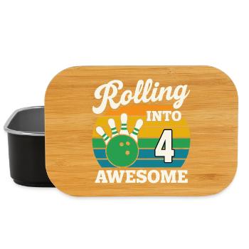 Retro Bowling 4. Geburtstag Design - Lunch Box - Schwarz - Vorne