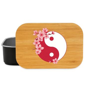 Yin-Yang avec des fleurs de cerisier dans des tons roses - Boîte à goûter - noir - Devant