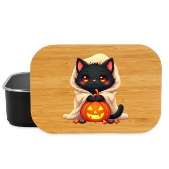 Halloween Cat with Halloween Pumpkin - Lunch Box - black - Front
