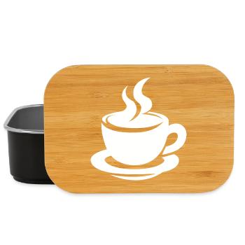 Kaffeetasse mit Dampf minimalistisches Design - Lunch Box - Schwarz - Vorne