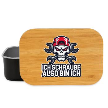 Ich schraube, also bin ich – Werkstattphilosophie  - Lunch Box - Schwarz - Vorne