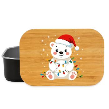 ours polaire Noël mignon drôle fées lumières pôle Nord - Boîte à goûter - noir - Devant
