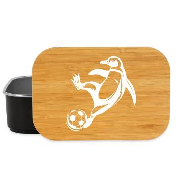 Penguin Soccer Player Silhouette Soccer Goal Kick - Lunch Box - black - Front