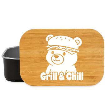 Bear with Burger Hat - Lunch Box - black - Front