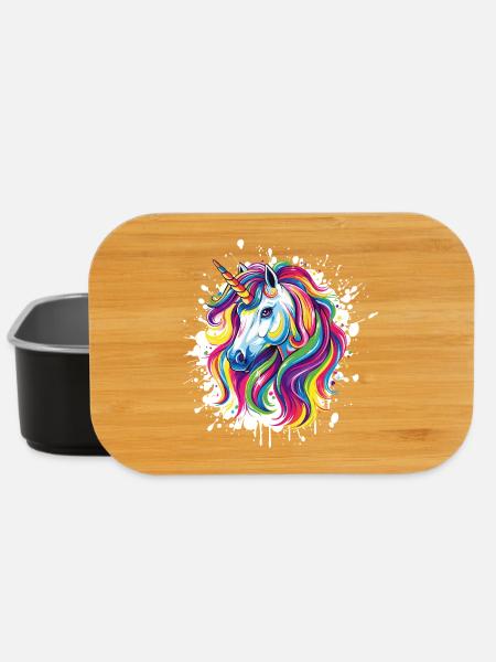 Einhorn Portrait Unicorn - Lunch Box - Schwarz