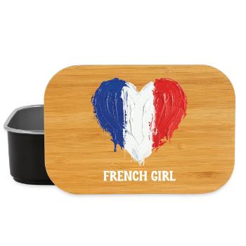 Football de football féminin de cœur français - Boîte à goûter - noir - Devant