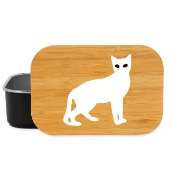 Silhouette de chat blanc Cadeau Amoureux des chats - Boîte à goûter - noir - Devant