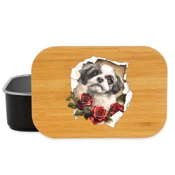 Shih Tzu mit Rosen - Lunch Box - Schwarz - Vorne