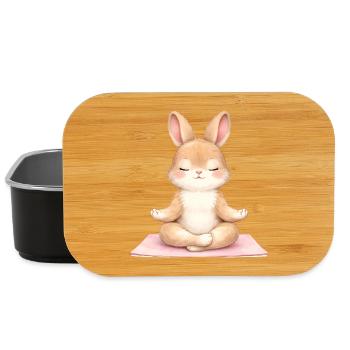 Description du lapin méditant dans le yoga - Boîte à goûter - noir - Devant