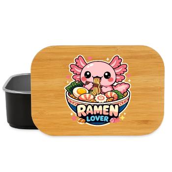 Axolotl Kawaii Ramen Essen Niedlich Geschenk - Lunch Box - Schwarz - Vorne