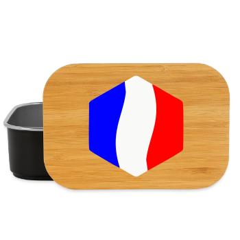 Abstract Tricolor Blue White Red Curved - Lunch Box - black - Front