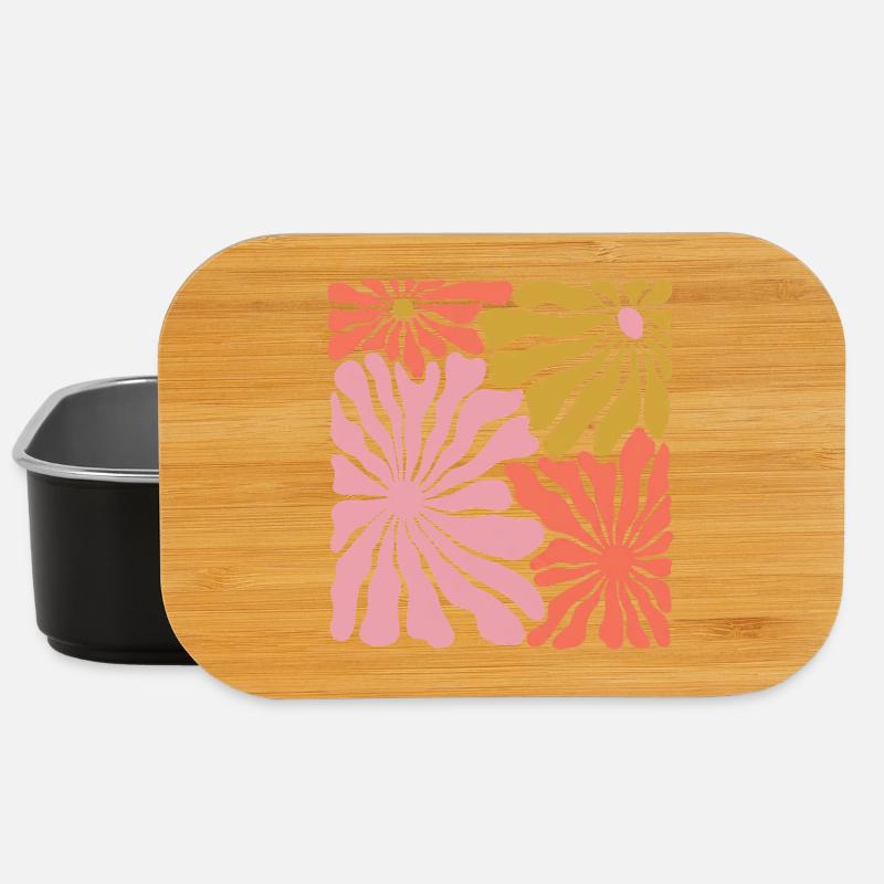 Frühlingsblüten Pop-Art Muster - Lunch Box - Schwarz