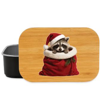 Waschbär im Weihnachtssack - Lunch Box - Schwarz - Vorne