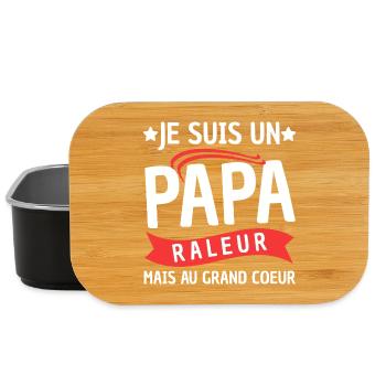 Papa Râleur Mais Au Grand Cœur Cadeau Fête - Boîte à goûter - noir - Devant