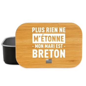 Plus Rien Ne M Etonne Mon Mari Est Breton T-Shi... - Boîte à goûter - noir - Devant