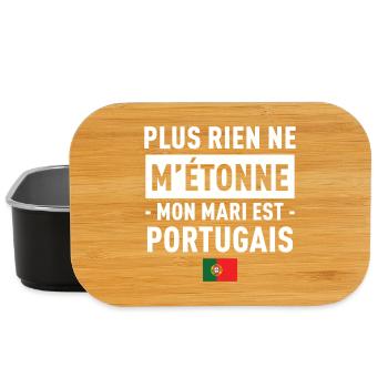 Plus Rien Ne M Etonne Mon Mari Est Portugais T-... - Boîte à goûter - noir - Devant