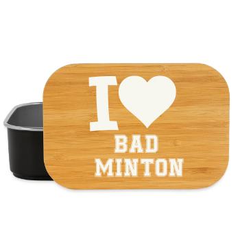I love badminton heart - Lunch Box - black - Front