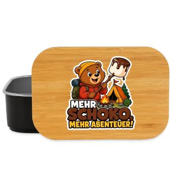 Comic Bär mit Schoko Abenteuer am Lagerfeuer - Lunch Box - Schwarz - Vorne