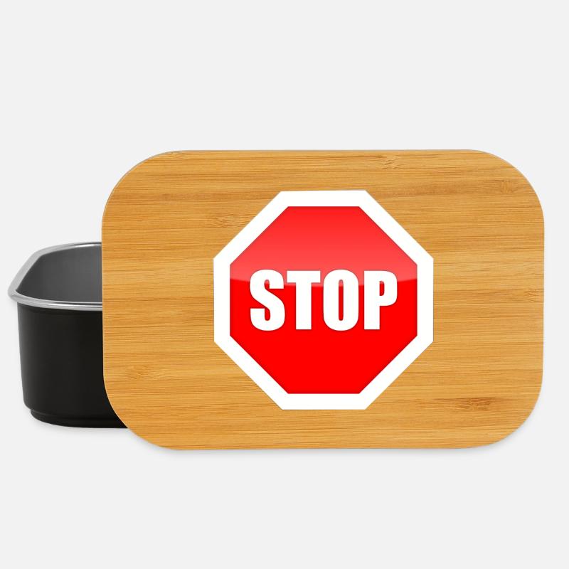 Impression graphique de plaque STOP rouge - Boîte à goûter - noir